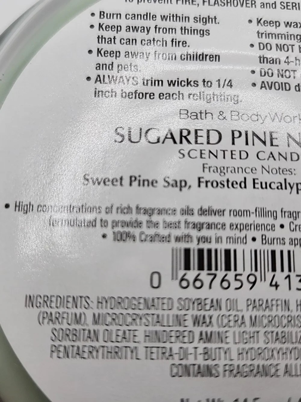 Bath & Body Works Sugared Pine Needles Candle - 2 -3 wick candles